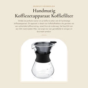 Caffettiera manuale - Filtro caffè 400 ml - Filtro in acciaio inossidabile - Bicchiere in vetro borosilicato - Resistentente al lavastoviglie - Facile da utilizzare - Caffettiera