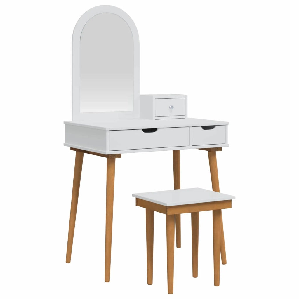 Set Tavolo da Trucco FAUSKE 4 pcs Bianco 76 x 50 x 143 cm 3438592