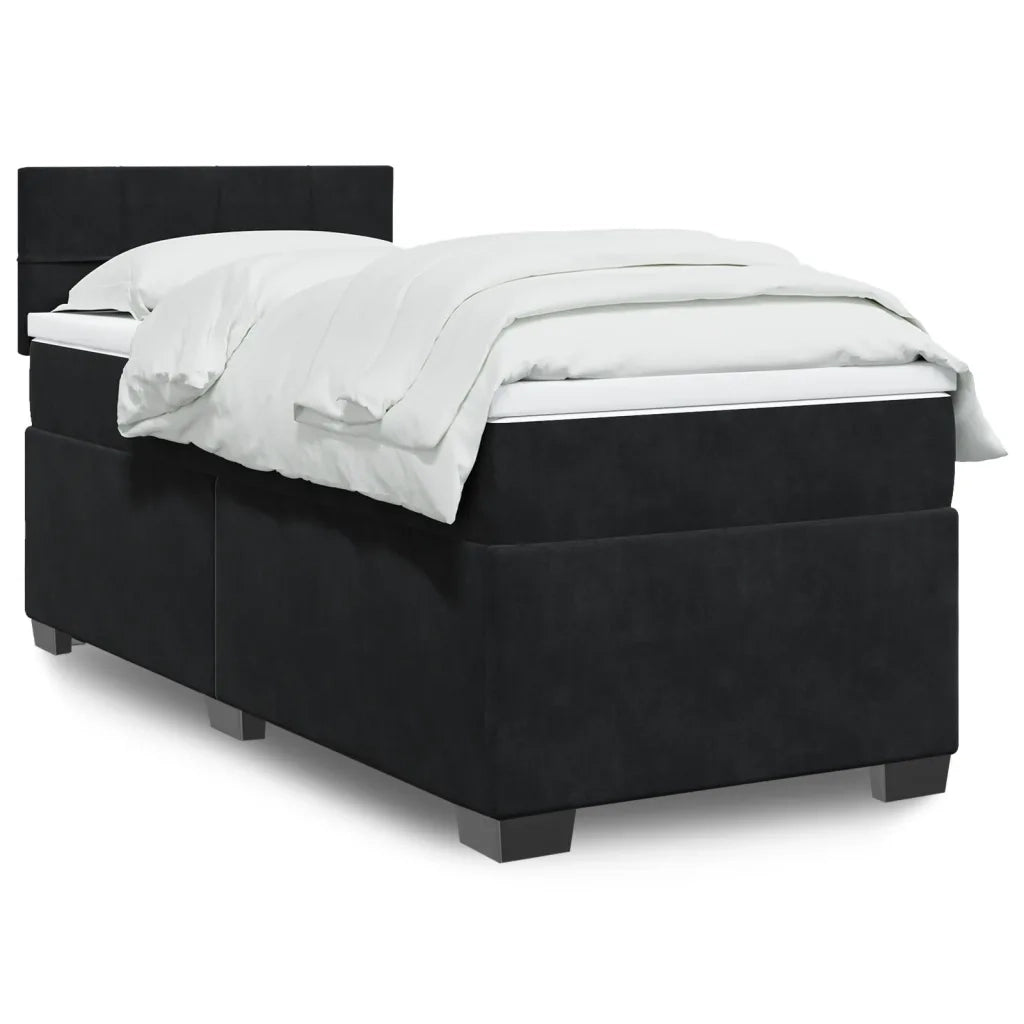 Letto singolo | Letto per adulti | Giroletto a Molle con Materasso Nero 80x200 cm in Velluto