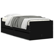 Letto singolo | Letto per adulti | Giroletto con Cassetti Nero 100x200 cm
