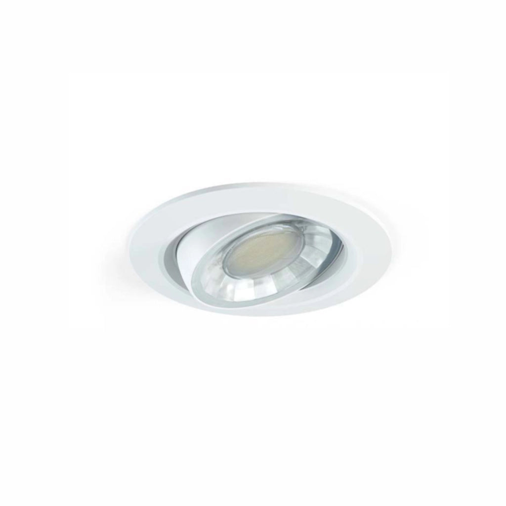 Compac Faretto LED da Incasso Orientabile 8W Fascio 90º TRIAC Dimmerabile 2700K Bianco Opaco per Ambienti Interni Residenziali e Professionali