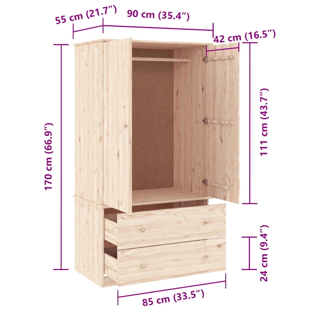 Armadio ALTA 90x55x170 cm in Legno Massello di Pino 353929