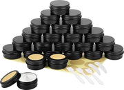 Contenitori in alluminio - 24 pezzi - contenitori cosmetici vuoti - 20ml - contenitore di campionatura - ciotola di fusione trasparente - zona per la crema - candele mini - cosmetici - nero
