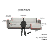 Copridivano con Penisola Destra Seduta 290 cm in Poliestere e Cotone Grigio Chiaro