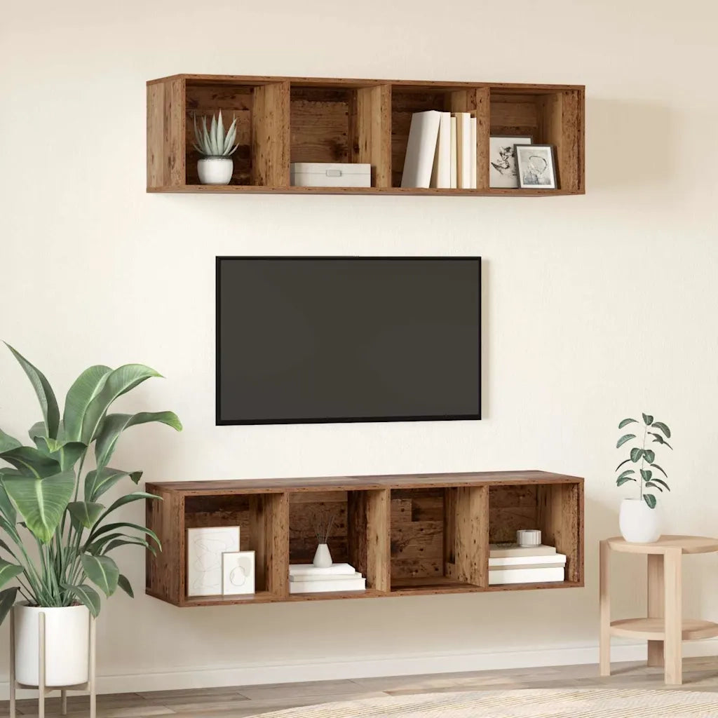 vidaXL Set mobile TV 2 pcs Legno vecchio 37 x 37 x 142.5 cm