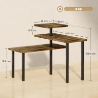 Scaffale Cucina a 3 Livelli Girevoli Salvaspazio in Legno e Acciaio, 40x10x36.5 cm, Marrone Rustico