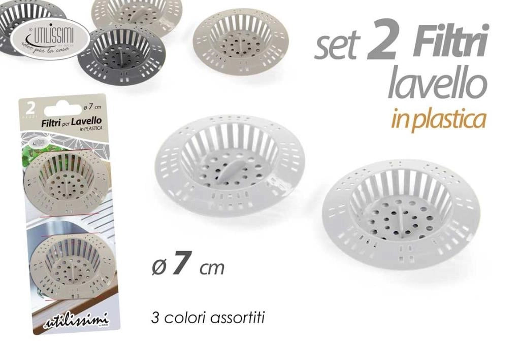 Set 2 Pezzi Grigliette Filtri Lavello da Cucina in Plastica 7 cm 3 Colori