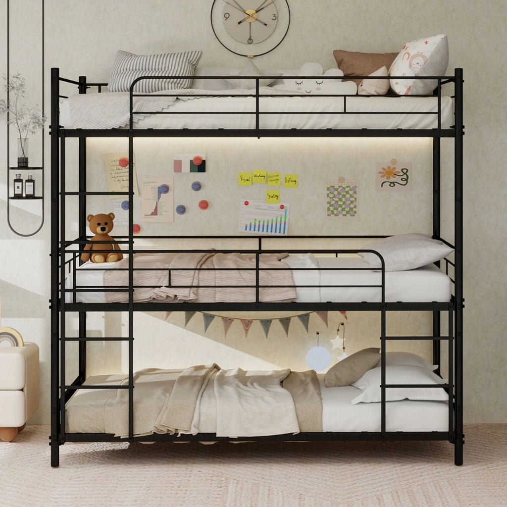 Letto pesante a tre telai con scala integrata - Zephmum- Sicuro per bambini e adulti, facile montaggio