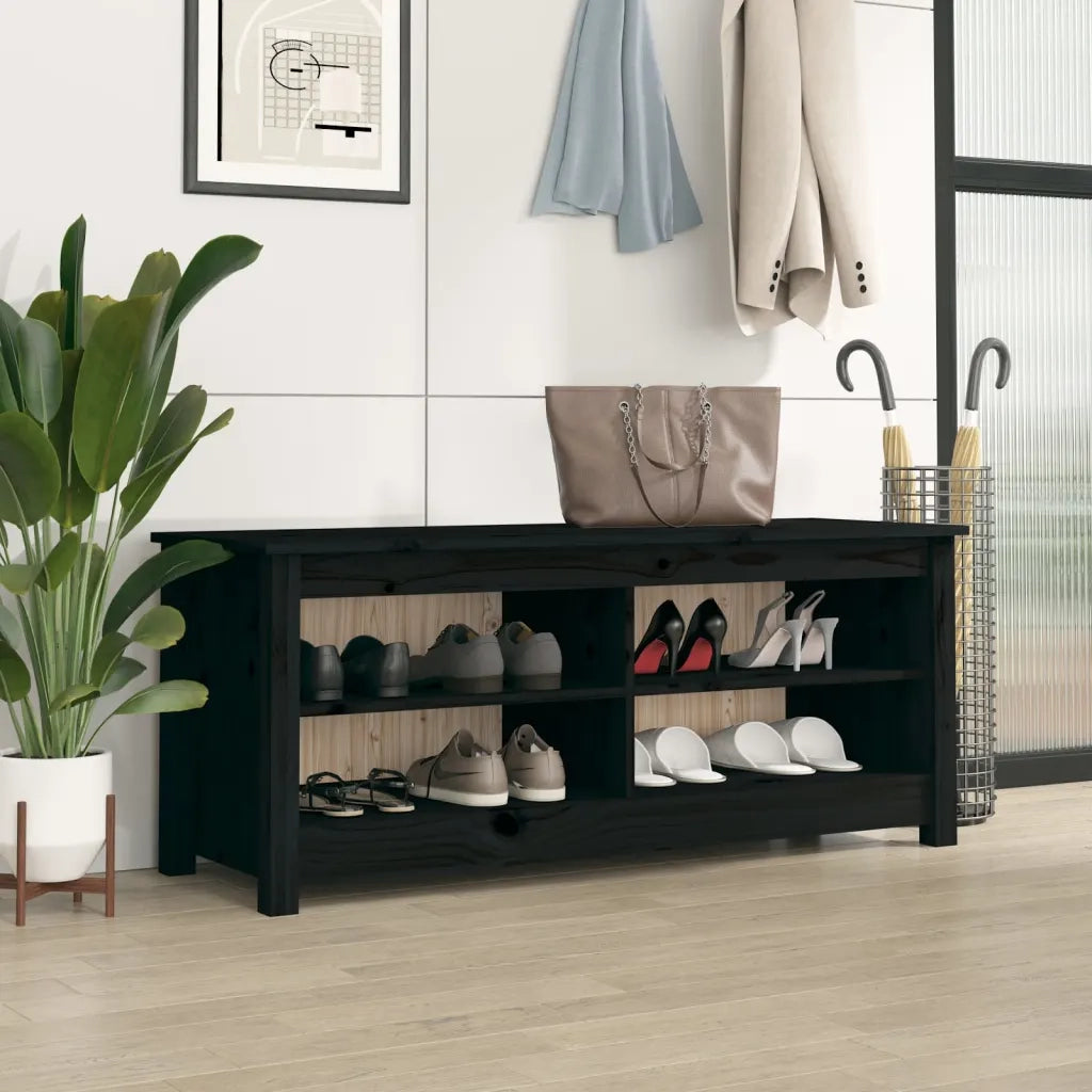 Scarpiera | Mobile per scarpe Nera 110x38x45,5 cm in Legno Massello di Pino