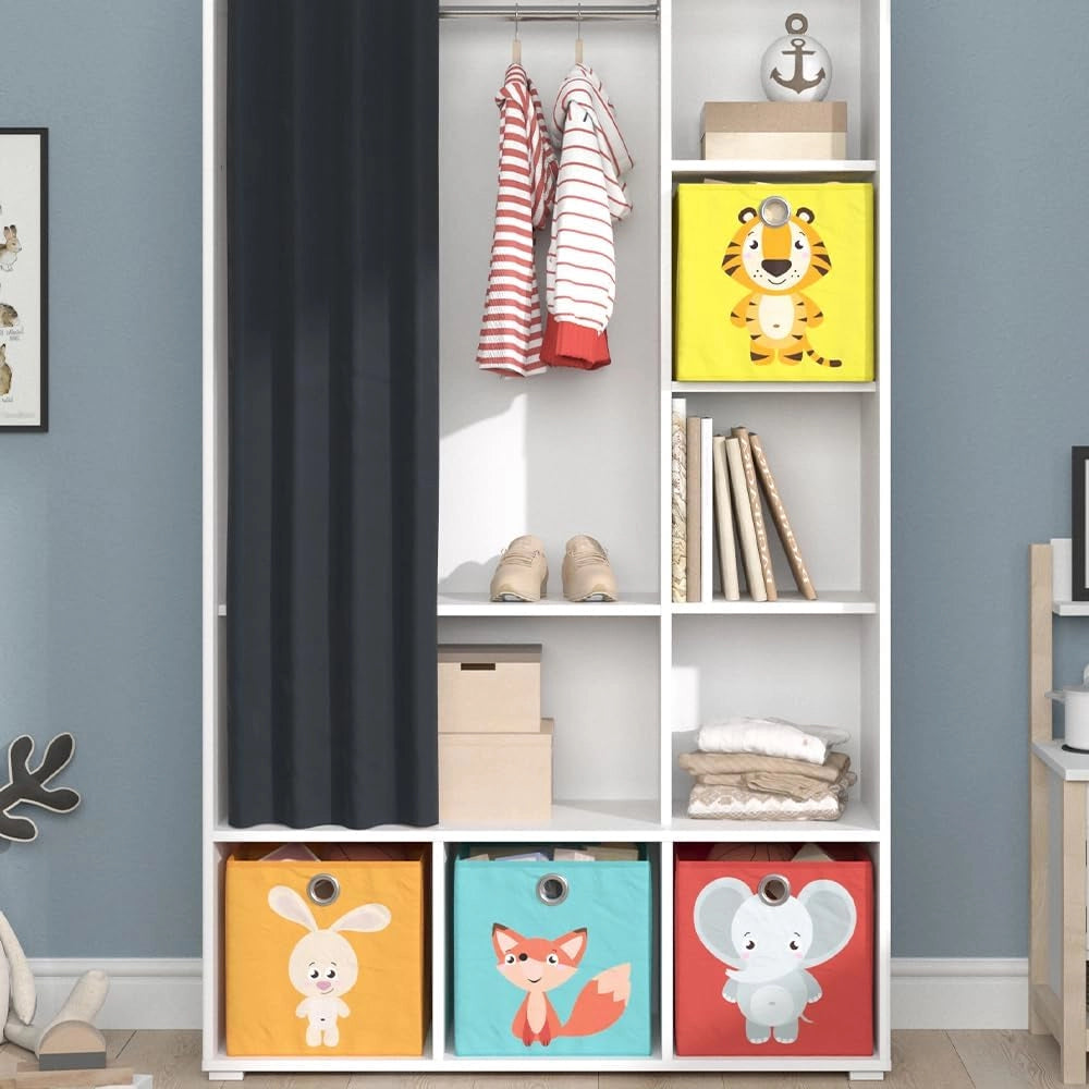 Guardaroba per bambini Luigi, Bianco, 105.8 x 178.1 cm Con scatole pieghevoli (colorate), combinabile con altri mobili della serie Luigi