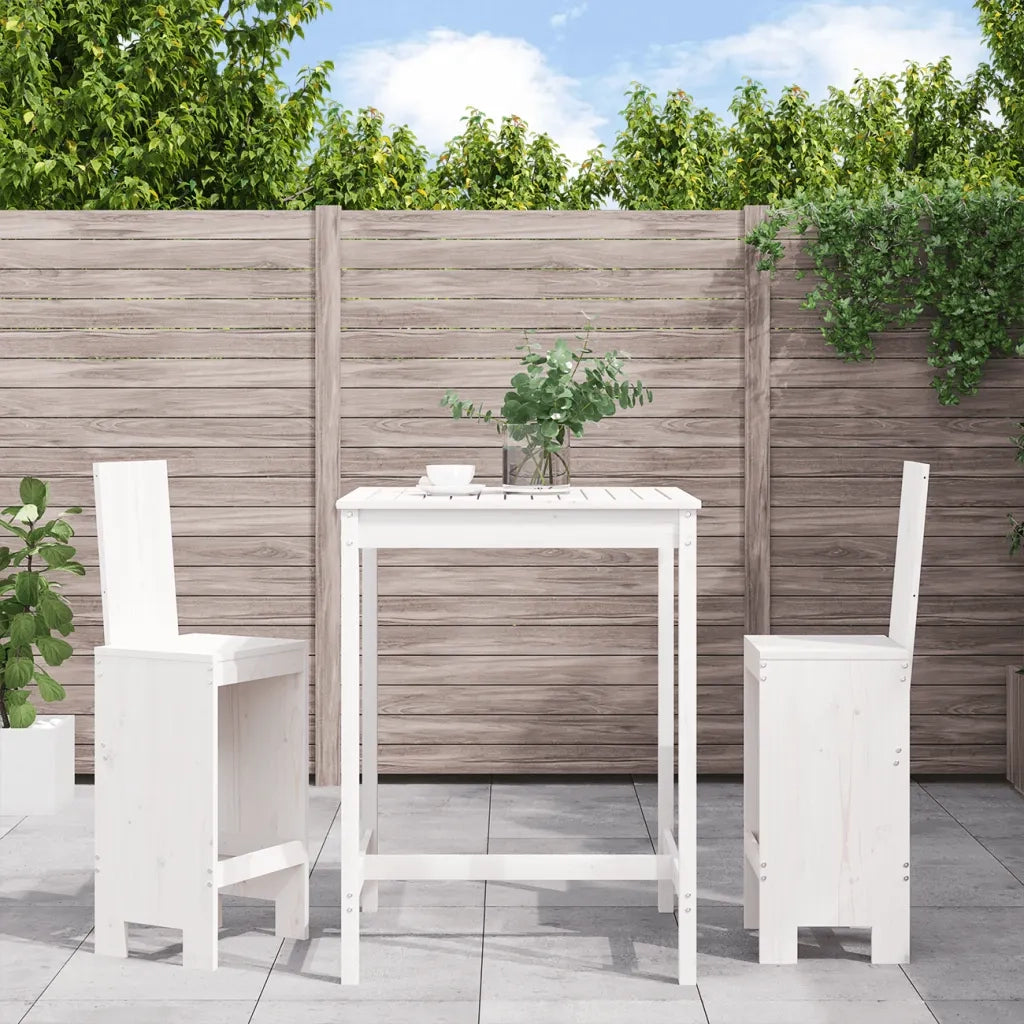 Set Bar da Giardino 3 pz Bianco in Legno Massello di Pinocod mxl 107590