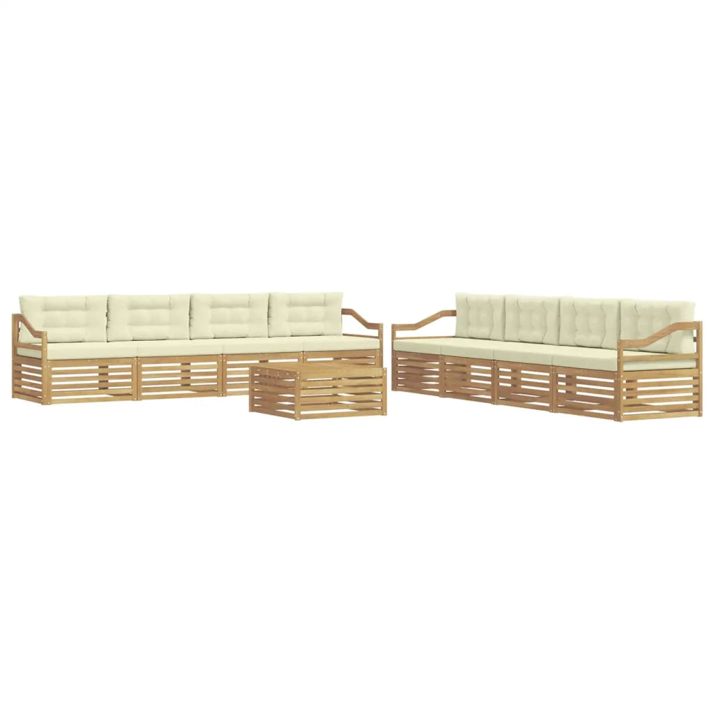 Set di divani da esterno 9 pcs Bianco e Crema Poliestere 3390260