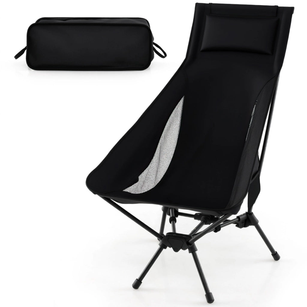 Sedia da campeggio portatile con borsa compatta e cuscino, Sedia da esterno per escursionismo e spiaggia e picnic Nero-Tavoli e sedie da campeggio