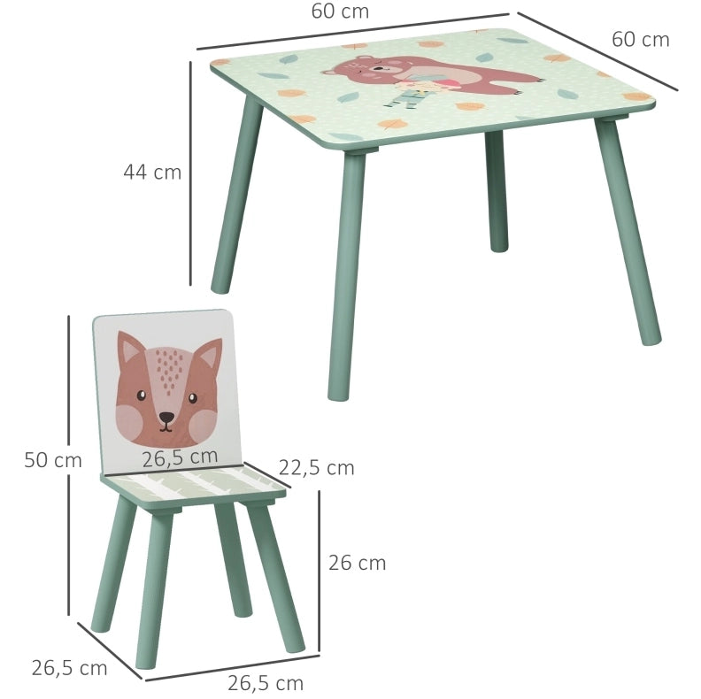 Set tavolo e 2 sedie per bambini verde