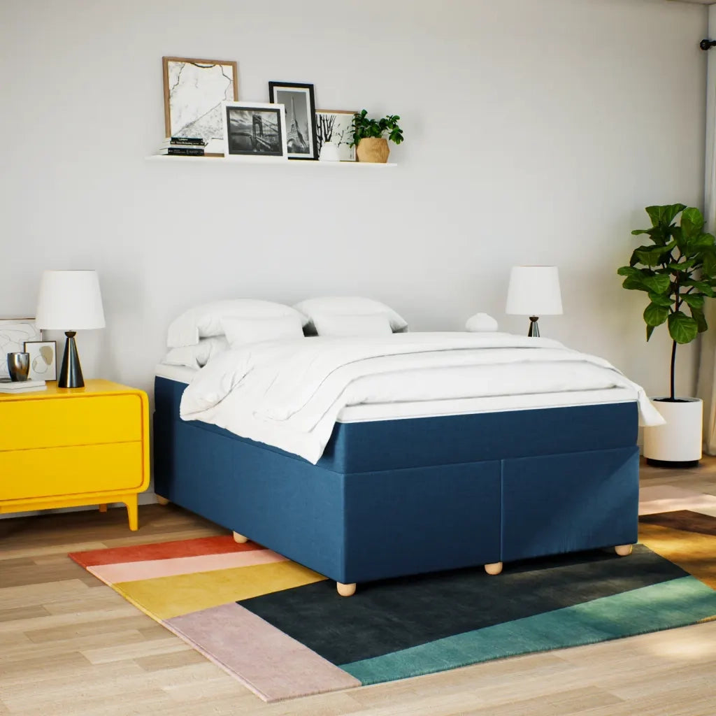 Giroletto a Molle con Materasso Blu 160x200 cm in Tessuto