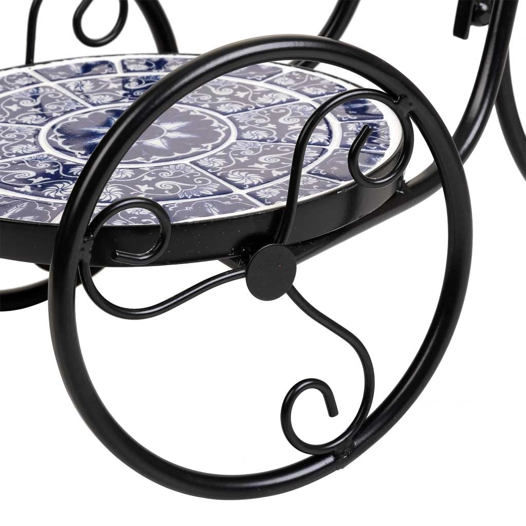 Portavaso bici in mosaico e metallo Blu 53x23,5x36h