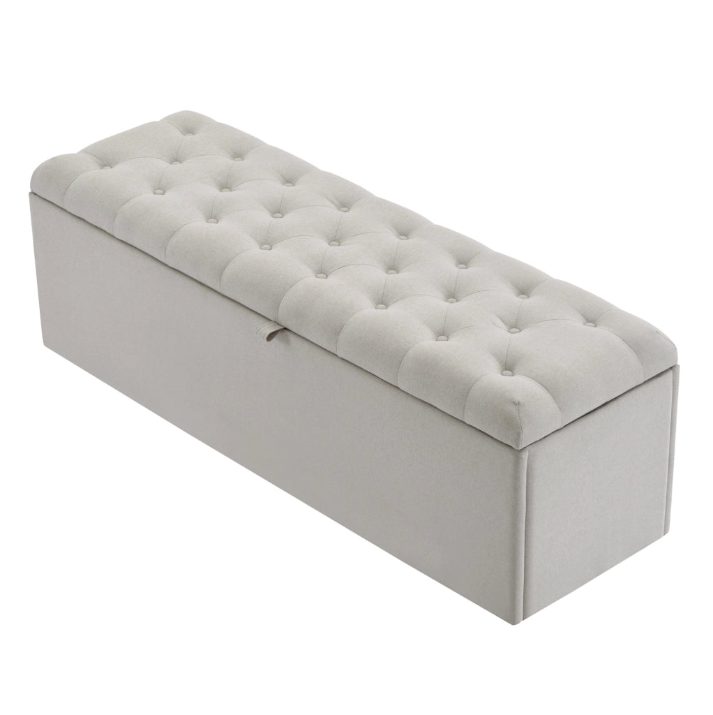 Panca contenitore in lino 141 x 41;5 x 47 cm; grigio chiaro