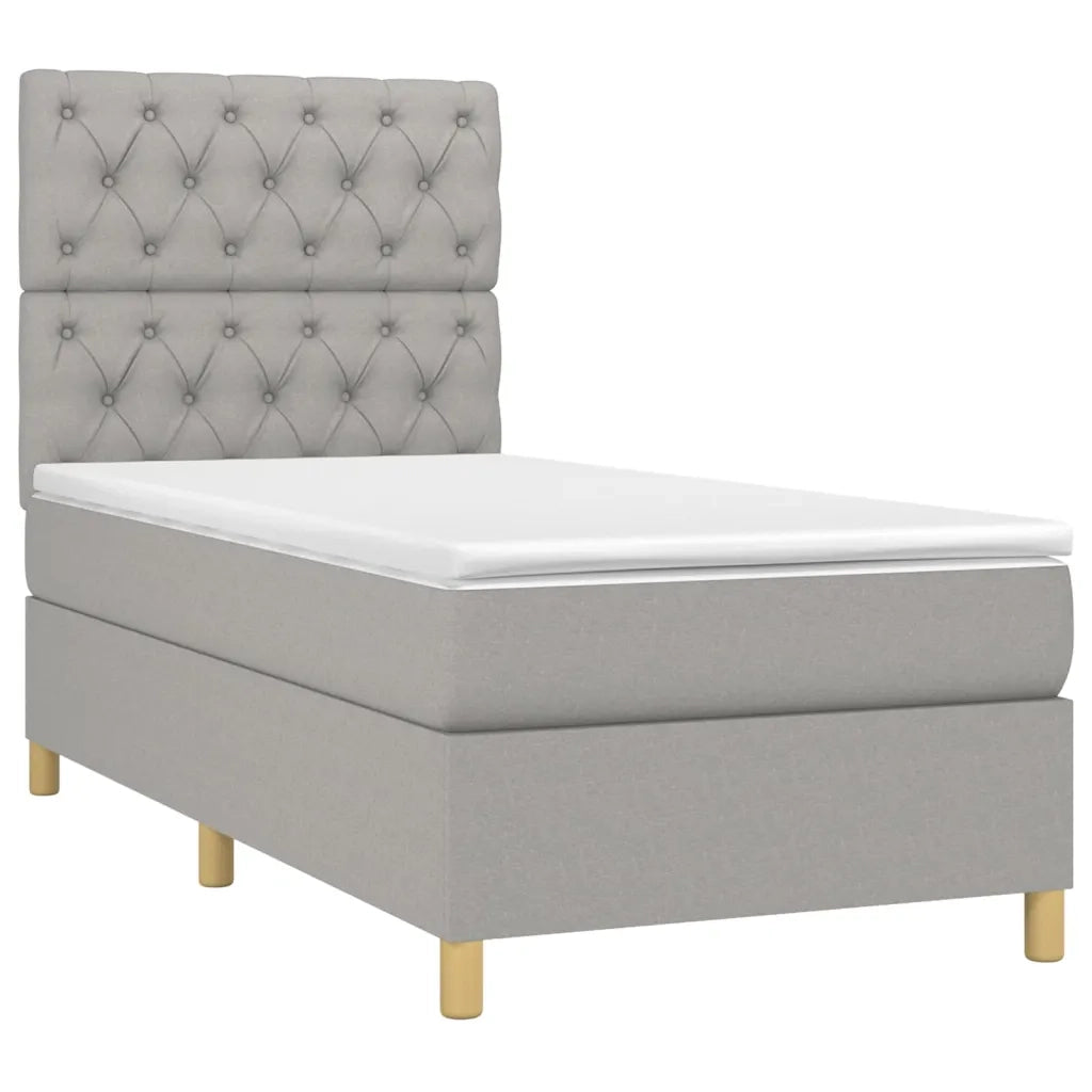 Letto a Molle Materasso e LED Grigio Chiaro 80x200 cm Tessuto cod mxl 46983