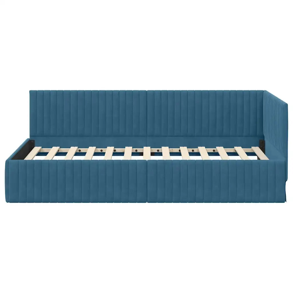 Cornice del letto ad angolo Blu 100 cm x 200 cm Velluto 42016275