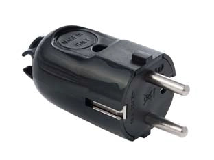 Spina Schuko 2 Poli + Terra 16A Nera 16A 80071 Fanton 5 Pezzi