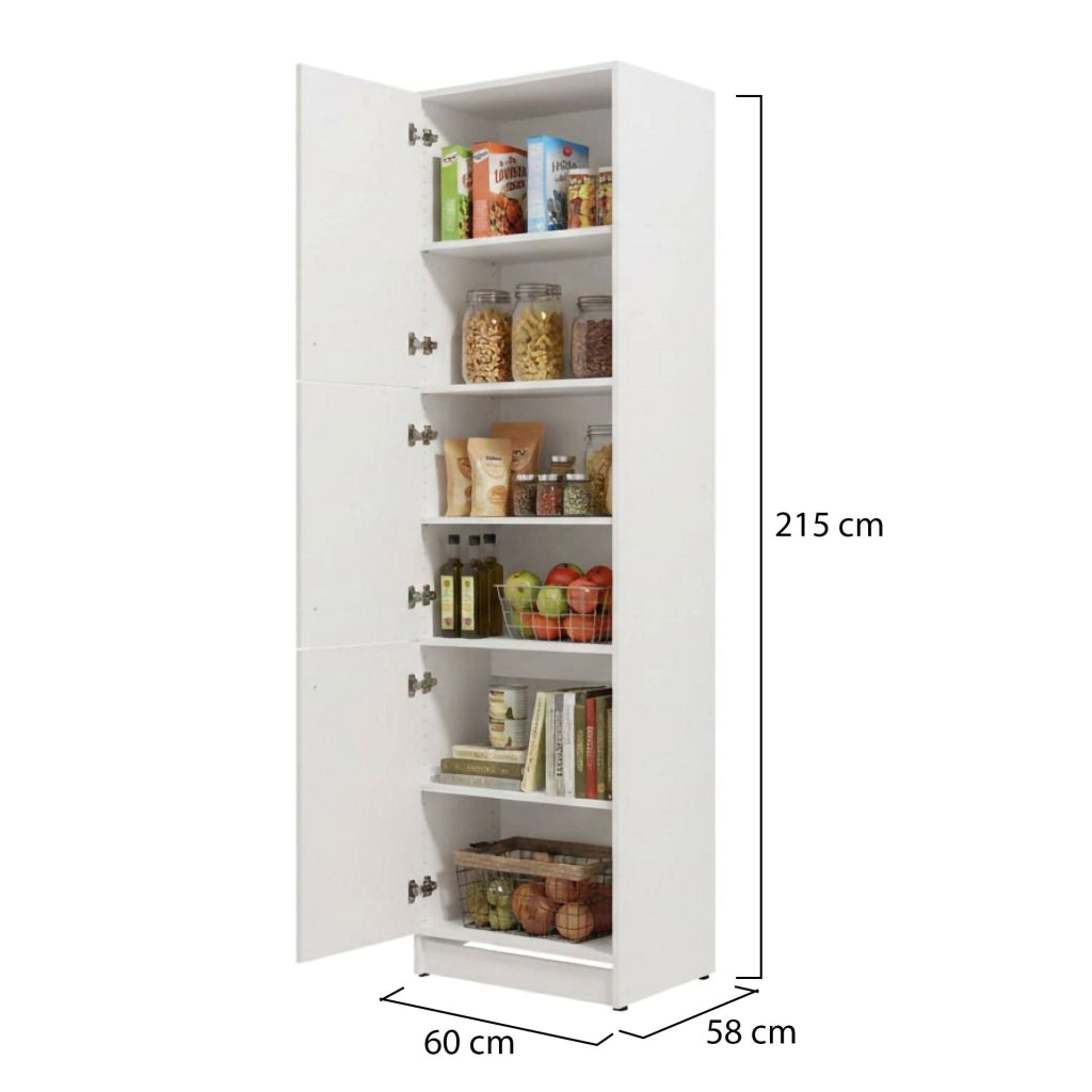 Mobile da Cucina Falmentaa, Dispensa da Cucina 5 Ripiani, 60x58x215h cm Bianco