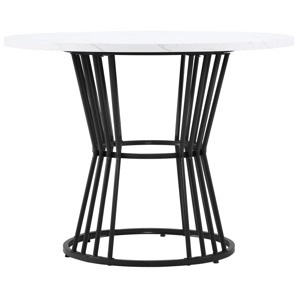 Tavolo da Pranzo con Piano Effetto Marmo e Gambe in Metallo ¨C Xylo ¨C Bianco/Nero