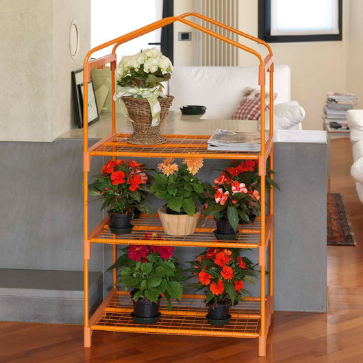 Serra da Giardino in Alluminio 3 Ripiani con Telo Rama Azalea Arancione