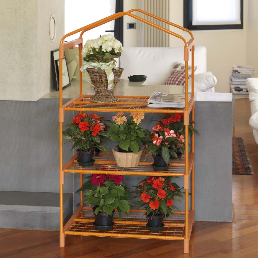 Serra da Giardino in Alluminio 3 Ripiani con Telo Rama Azalea Arancione