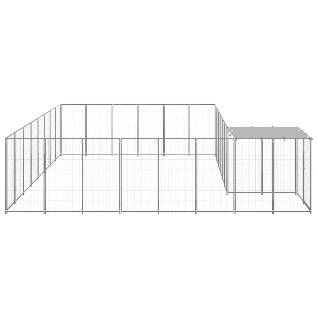 Gabbia per cani da esterno recinto per animali parco argento cane 15,73 m² acciaio 02_0000242