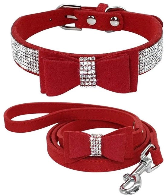 Collare per cani con perle - Collare con fodera in pelle - Regolabile - Leggero - Stile giocoso