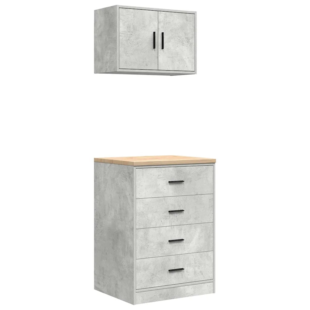 Armadi da Garage 2 pz Grigio Cemento in Legno Multistrato 3328335