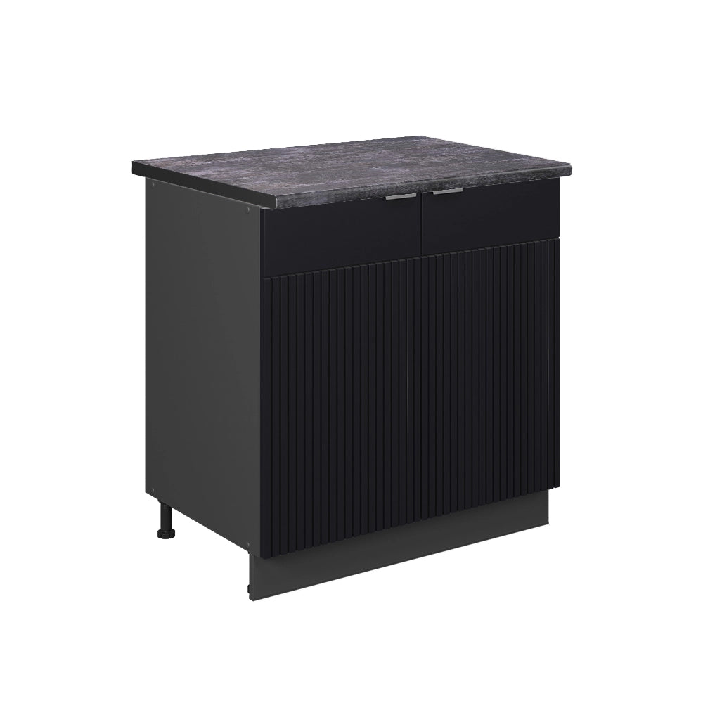 Mobile lavello cucina Fame-Line Nero rigato/Antracite 80 cm con ripiano, PL Antracite Vicco