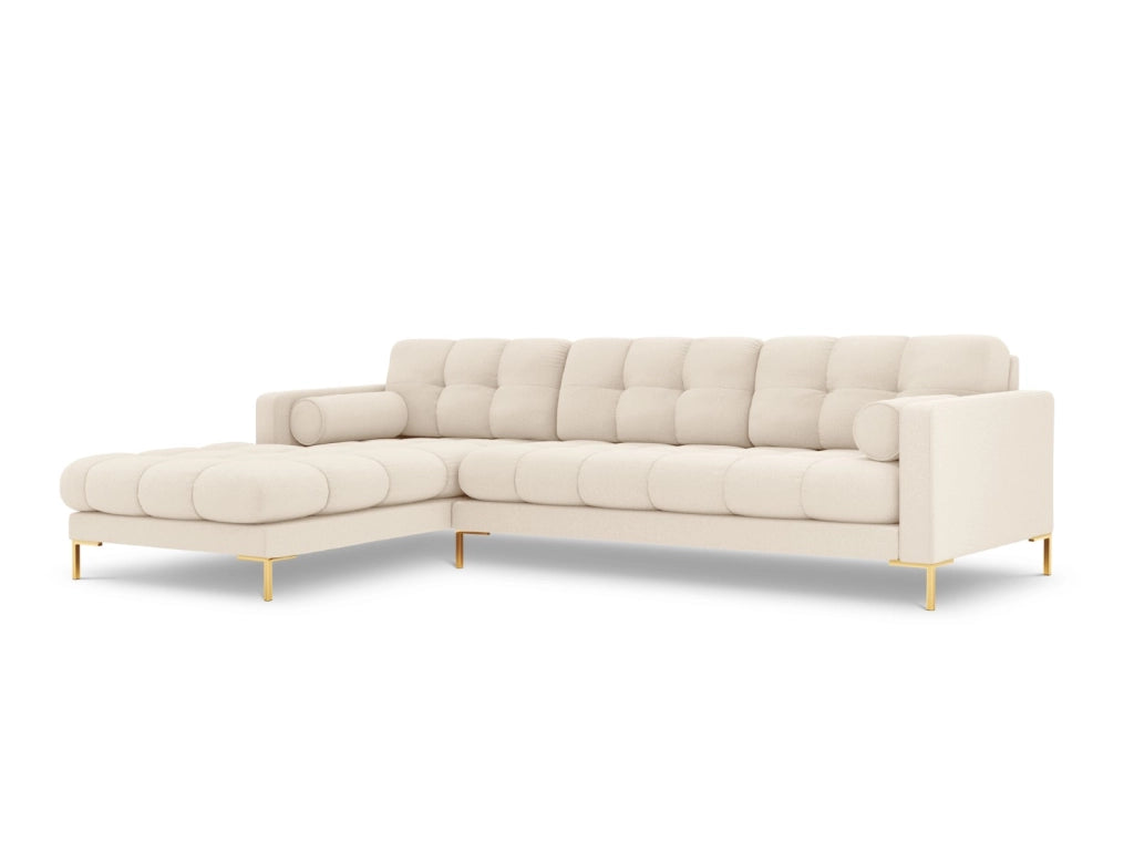 Cosmopolitan Design - Divano angolare sinistro "Bali" 5 posti in tessuto strutturato beige chiaro 