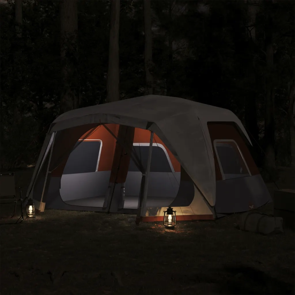 Tenda Famiglia LED 10 Persone Grigio/Arancione Rilascio Rapido 94303