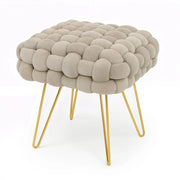 Pouf sgabello in velluto intrecciato 38 cm DOTTY Beige Polvere