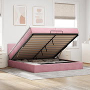 Struttura Letto Pouf con Materassi Rosa 200x200 cm Velluto