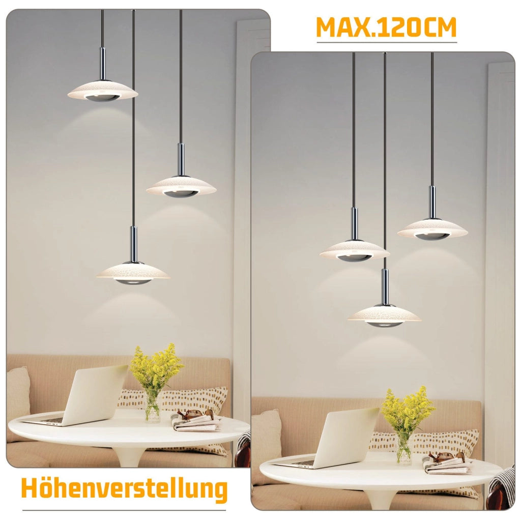 Lampada a sospensione ZMH LED in metallo cromato vetro sala da pranzo 3000K per camera da letto e cucina
