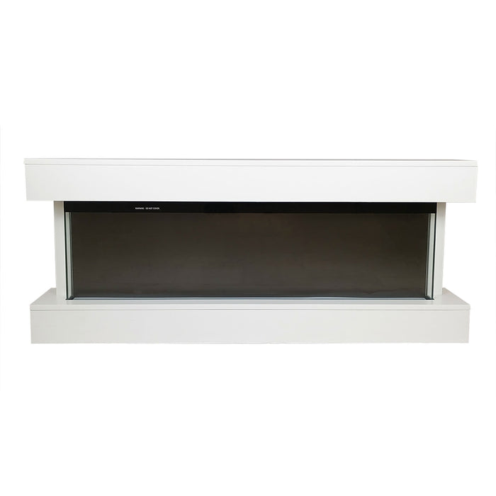 Camino Elettrico da Parete o Incasso Alaro Plus 127x18x52 cm Effetto Fiamma Telecomando in MDF Bianco