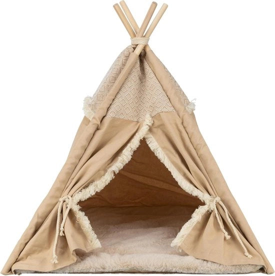 Cuscino Anti-Slip Boho 55 × 65 × 55 cm beige per cani e gatti - lavabile in lavatrice - con superficie rivoltabile