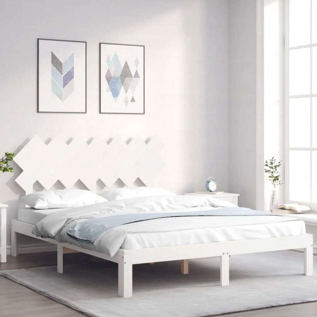 Giroletto senza Materasso-Struttura Letto Bianco 140x200 cm Legno Massello Pino 647131