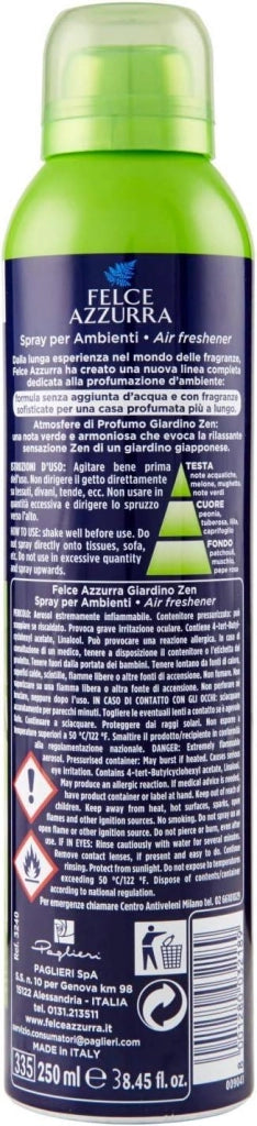 SET 6 FELCE AZZURRA ARIA DI CASA SPRAY AMBIENTE GIARDINO ZEN 250 ML