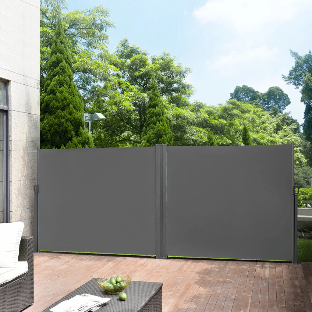 Paravento Doppio Estraibile Alcazaba per Esterni 160 x 300 x 300 cm Grigio pro.tec
