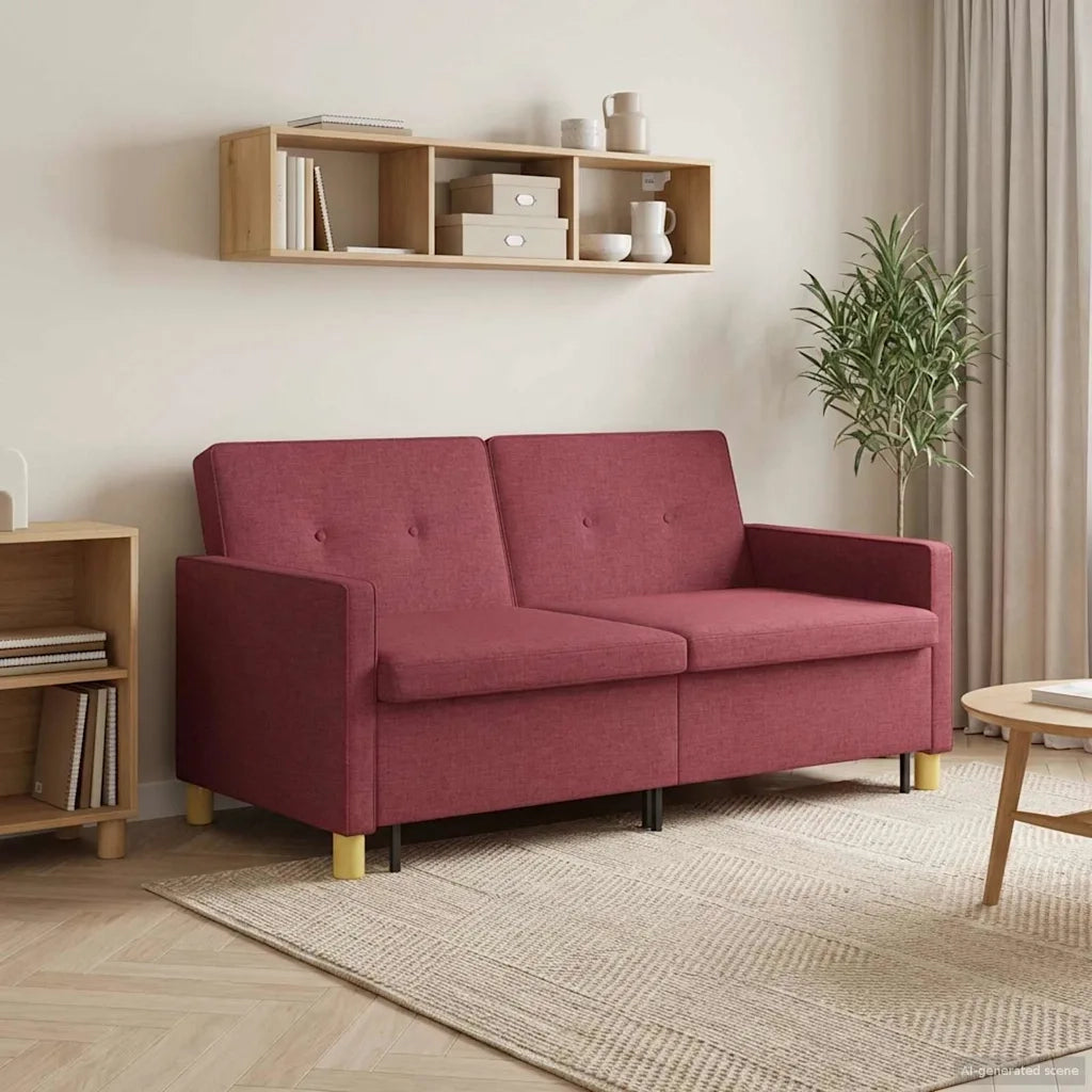 Divano Letto Estraibile Rosso Vino Tessuto
