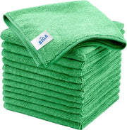 Microfiber-reiniganti multifunzionali, microvezelhandtovaglie senza strisce, 12 pezzi, verde, misura 32 x 32 cm (12,6 x 12,6 pollici)