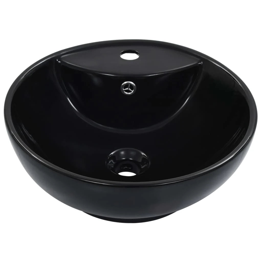 Lavabo con troppopieno lavabo da appoggio interno bagno cabina doccia box WC 46,5 x 18 cm ceramica nera 02_0002613