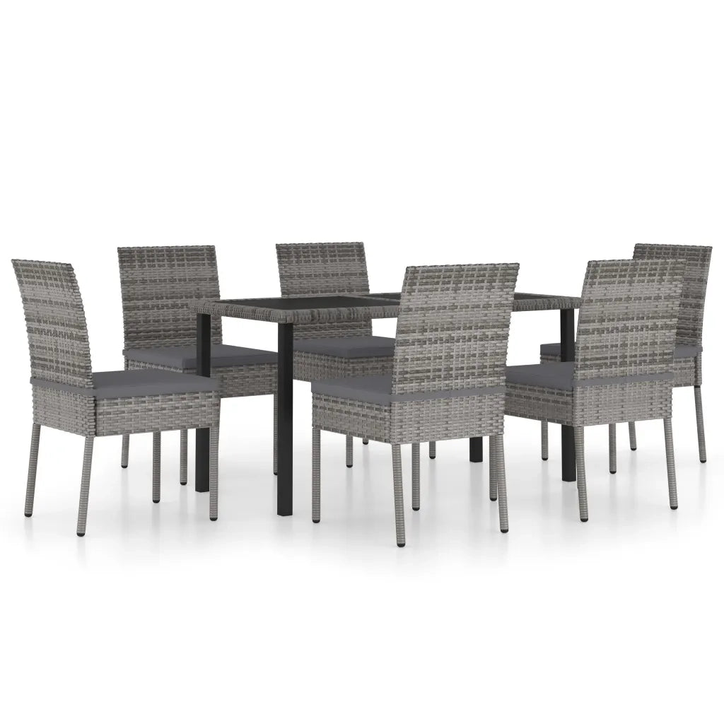 Set da Pranzo da Giardino 7 pz in Polyrattan Grigio cod mxl 36155