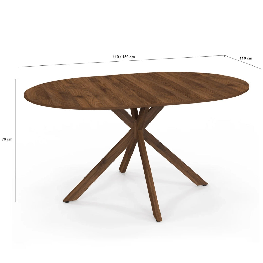 IDMarket - ALIX tavolo da pranzo rotondo allungabile 4-8 persone noce gamba a ragno 110-150 cm