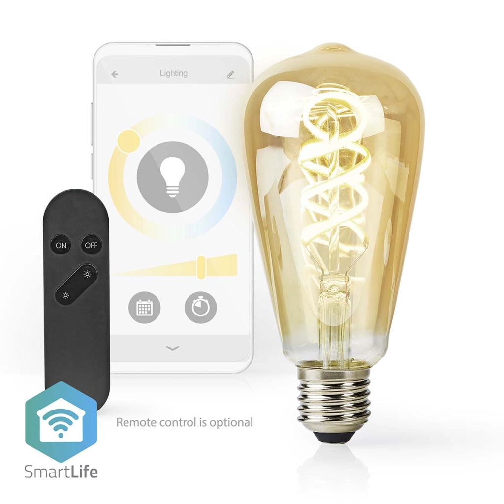 Lampadina connessa Wi-Fi LED 4,9W 360lm E27 SmartLife Formato ST64 Bianco Nedis