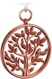 Sleutelhanger con forma di albero della vita in acciaio inox laccato rosé brillante