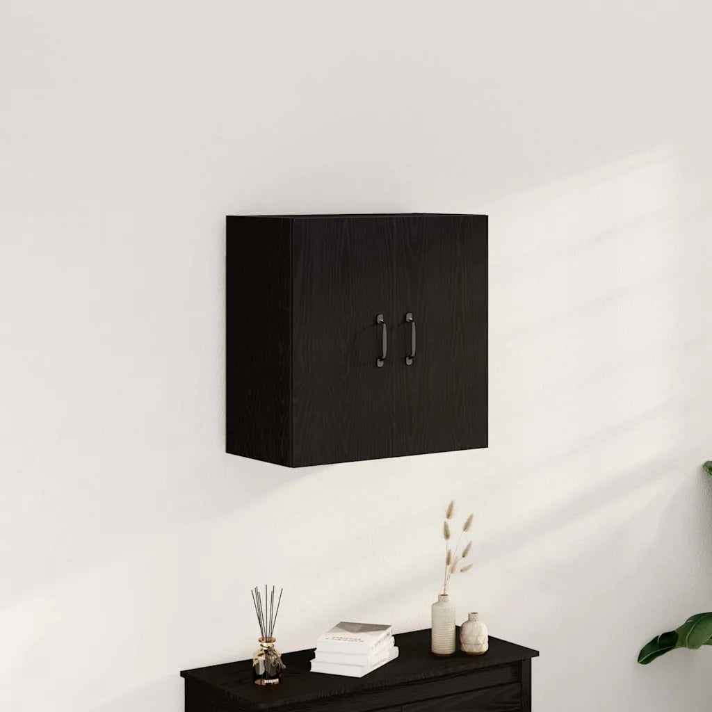 Mobiletto da Parete Rovere Nero 60x31x60 cm in Legno Massello 862113